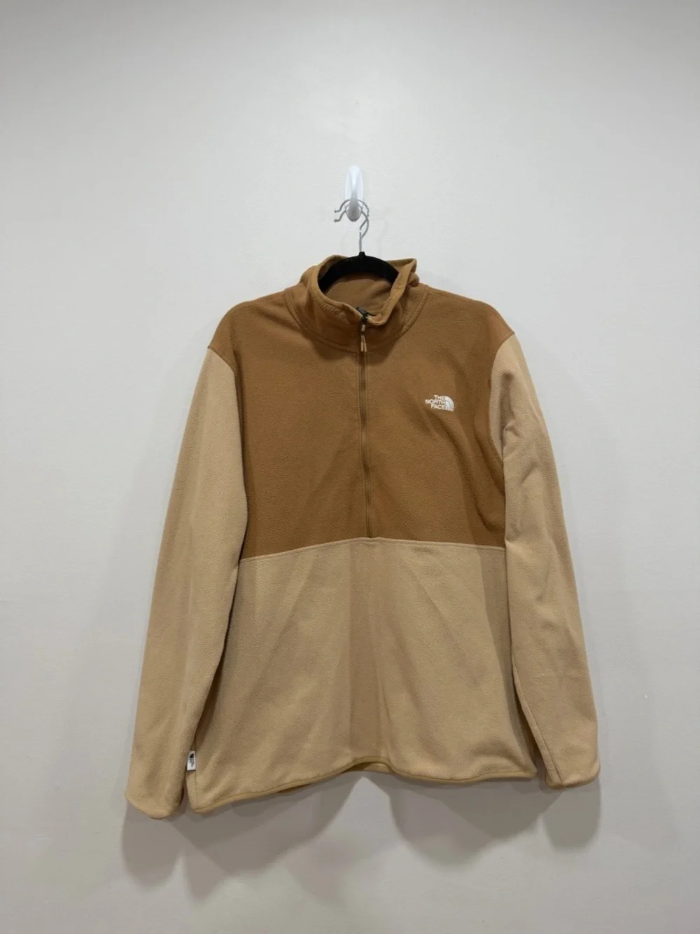 The North Face Fleece Pullover Quarter Zip Tan Brown Colorblock Jacket Men’s XL